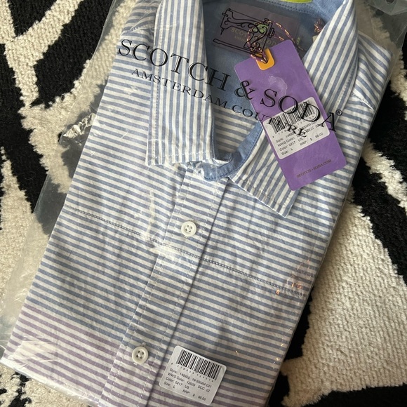 Scotch and soda nwt men’s striped button up short sleeve. Still in polybag - Picture 3 of 7